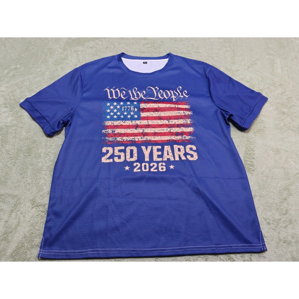 We The People 1776 250 Years 2026 American Flag T-Shirt Mens XL Blue Patriotic